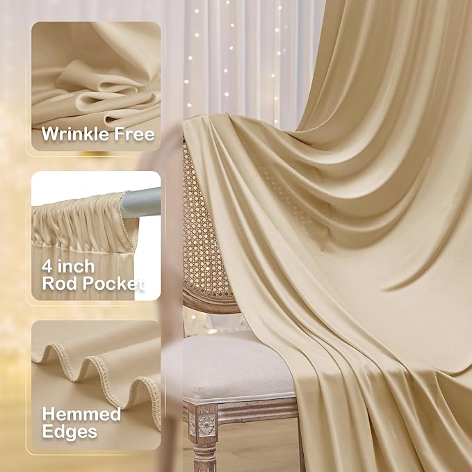 20ftx10ft Beige Backdrop Curtains for Party Background, Wrinkle Free Beige Photo Curtains Backdrop Drapes 4 Panels Back Drop Cloth for Wedding Birthday Photography Baby Shower Decor