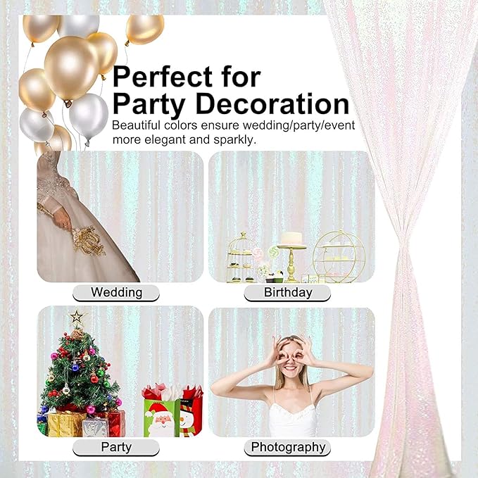 Backdrop Curtain: Iridescent Sequin, 10 x 10 Ft, Single Panel