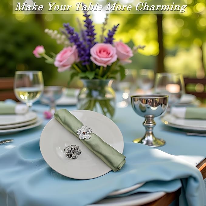 Napkin Rings, Silver Metal Floral Design, Set of 50