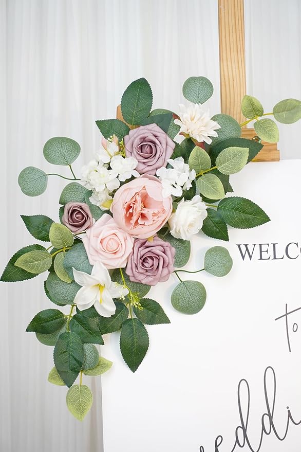 Artificial Flowers Arch Decor Set of 2, Silk and Foam, Indoor Outdoor