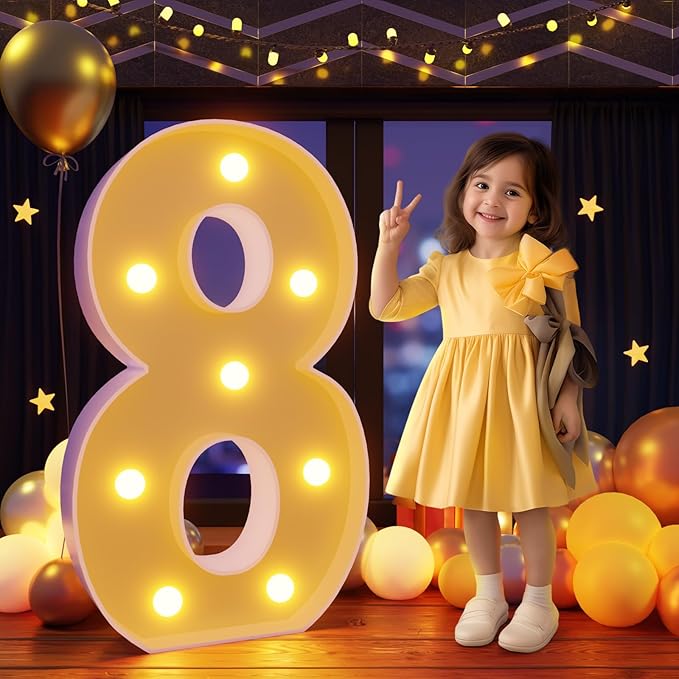 Balloons Marquee Number 8, 3 Ft Tall Light Up Foam Board