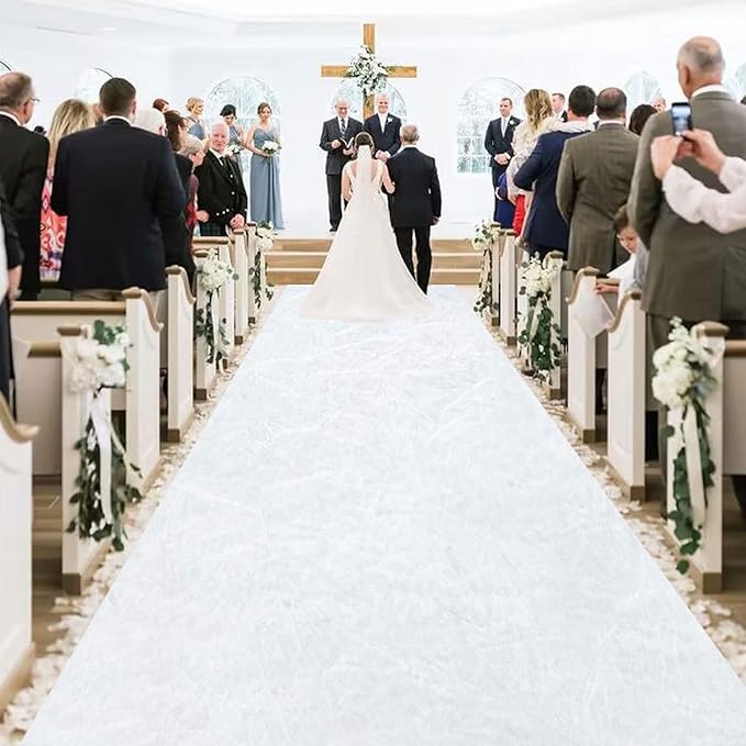Aisle Runner White Velvet 4 ft x 25 ft with Carpet Tape