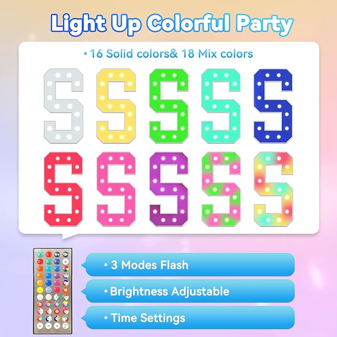 Party Decorations: 4 ft Light Up Marquee Letters with Remote Control