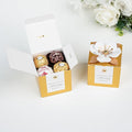 Gift Boxes, 20 Gold Candy Boxes with White Floral Decor and Thank You Tags