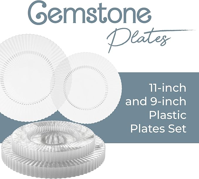 Plastic Plates 80 Count Crystal Clear 9 and 11 Inch Sizes