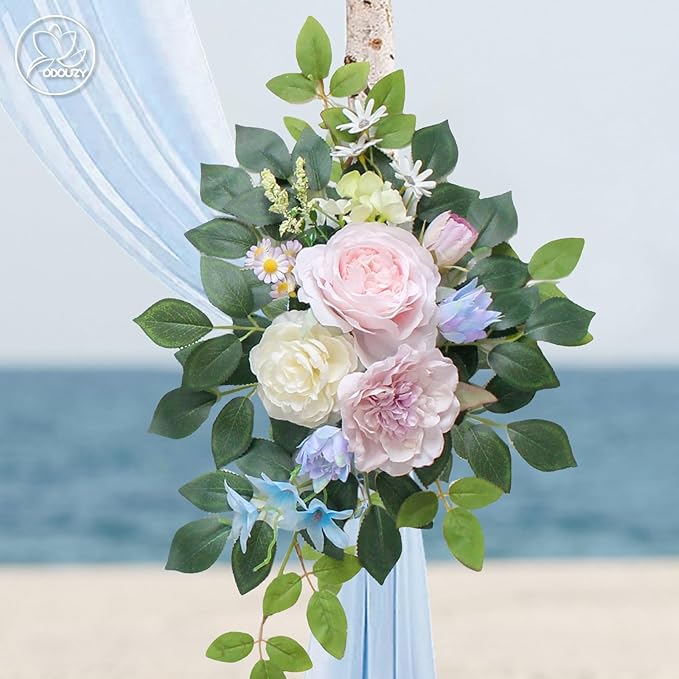 Artificial Flowers Wedding Arch Kit, Foam and Silk Blooms, 20 Plastic Stems