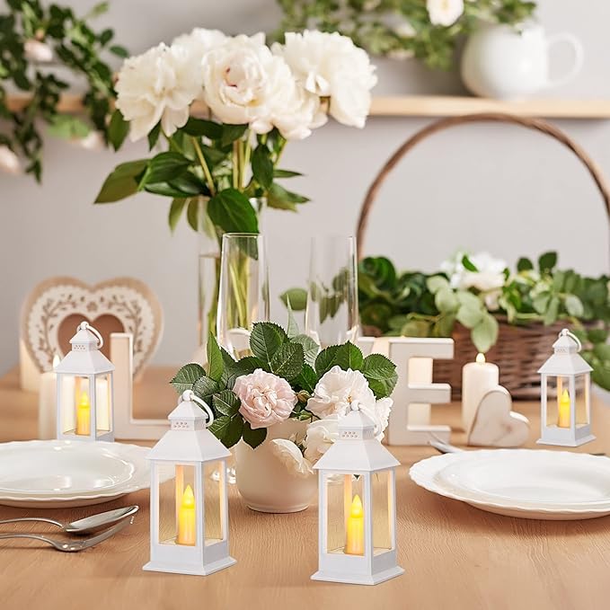 Decorative Candle Lanterns 24 Pack, White Plastic LED Mini, 5.5 Inch