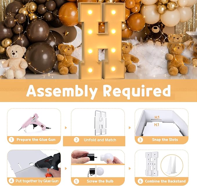 Marquee Light Up Letter H, 3 Ft Foam Board Party Sign