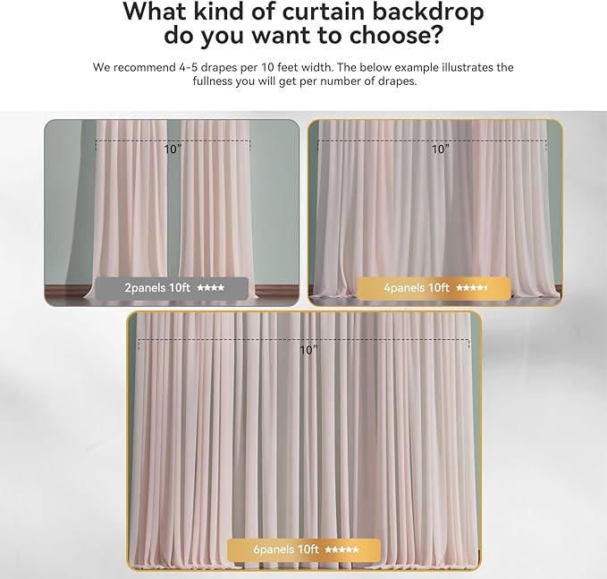 10×8ft Tulle Backdrop Curtains with Lights String - 300LED Fairy Lights Sheer Curtain Backdrop for Weddings Baby Shower and Birthday Party Decorations(2 Panels 5×8ft)
