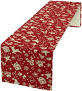 Christmas Table Runner,Seasonal Winter Deer Table Decoration Snowflake Table Cloth Kitchen Dining Table Decoration for Home Party Decor 13x90 Inch