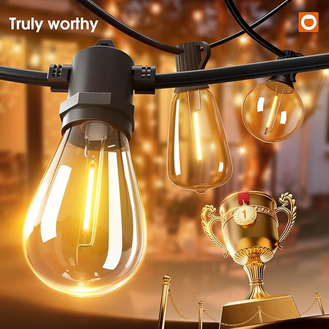 Outdoor LED String Lights, 200 FT Black Edison Bulbs