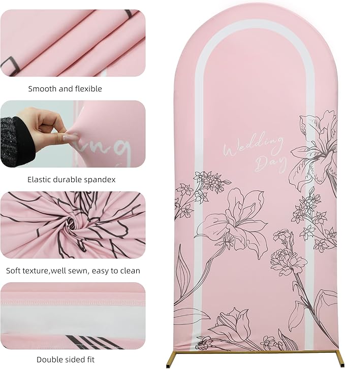 Wedding Arch Cover 7.2FT Spandex Arch Backdrop Cover Stretchy Backdrop for Wedding Birthday Party Decoration Baby Shower