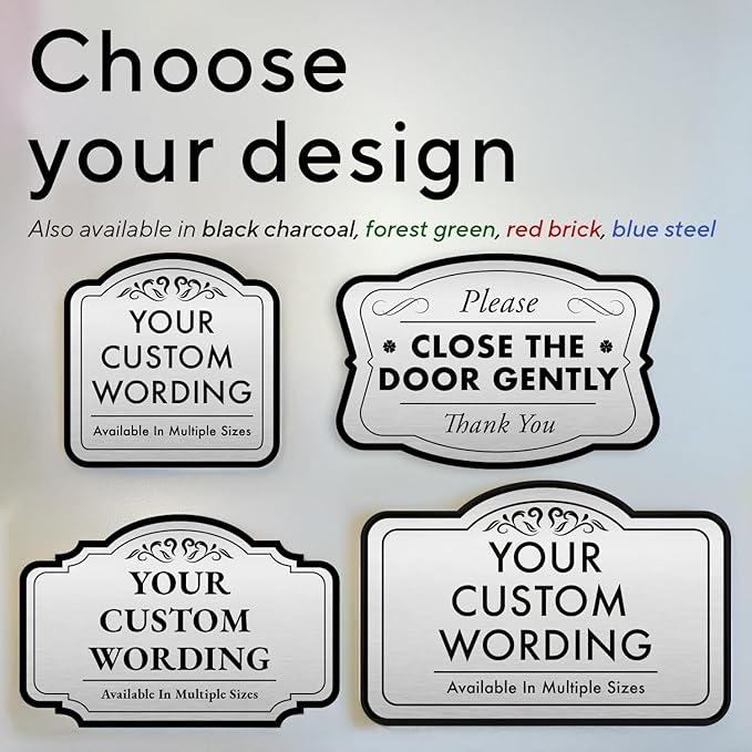 Custom Decorative Aluminum Signs - Personalized Driveway Signs, Waterproof, Made in USA - Metallic Silver, 12x8 inches