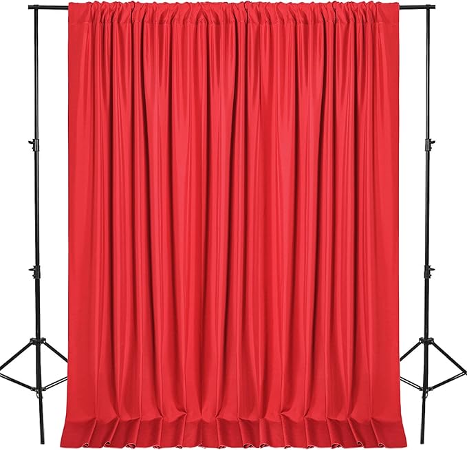 DWCN 10x7 FT Red Backdrop Curtains for Parties, Photography Backdrop Drapes with Rod Pockets for Wedding Decorations Stage Birthday Family Gatherings, 2 Panels 5ft x 7ft