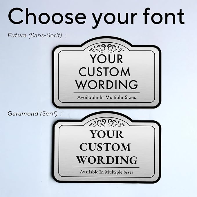 Custom Outdoor Decorative Metal Signs, Personalized Aluminum, Waterproof, Design 1, Metallic Silver, 30x24 In