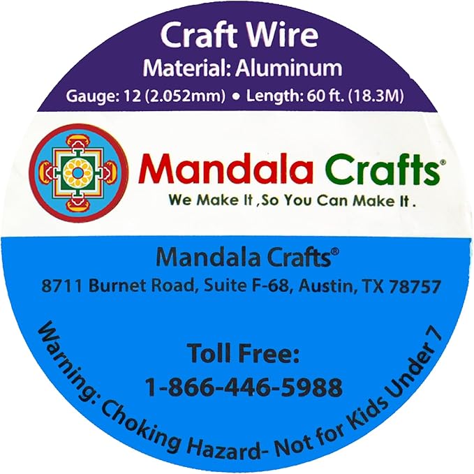 Mandala Crafts 12 Gauge Anodized Aluminum Craft Wire for Jewelry Making - 60 FT Colored Flexible Bondi Blue Wire - Bendable for Bonsai Armature Crafting Sculpting