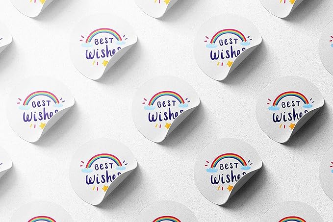 300 pcs Premium Custom Stickers Paper 2 inch Round Uncoated - Personalized Stickers for Businesses with Logo and Name. Birthday and Wedding Favors. Baby Pets Label Product Boxes