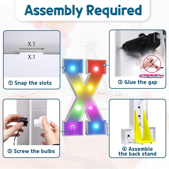3 FT Marquee Light Up Letter X with Remote and 16 Colors