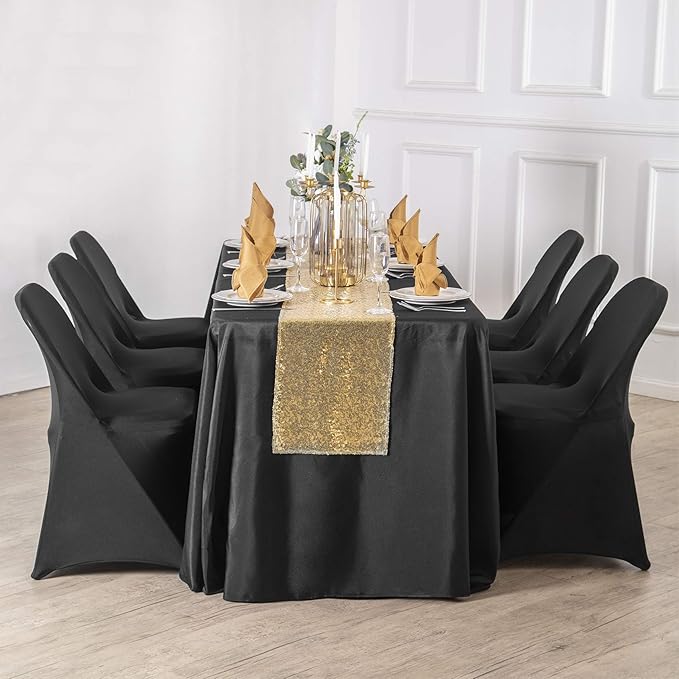 Tablecloths, 6-Pack Black Rectangular Polyester, 60 x 120 Inch