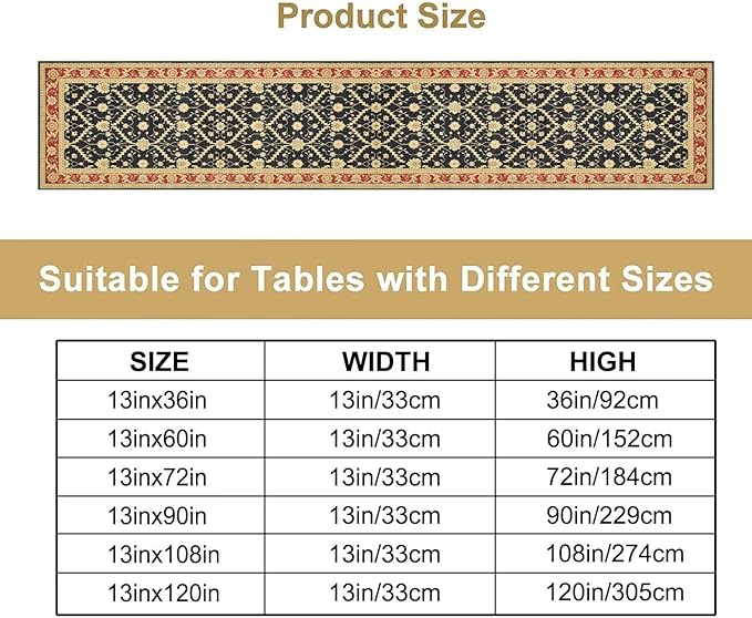 Vintage Morris Floral Table Runner, Boho Rustic Farmhouse Flower Pattern for Home Kitchen Table Decor Dining Coffee Room Party Decor 13x72in