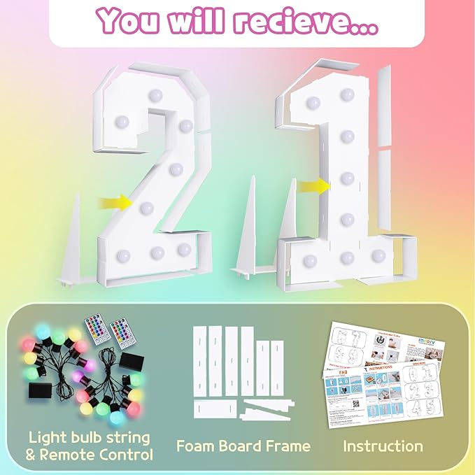 Cardboard Number 21 Birthday Party Decoration for 21st Celebrations