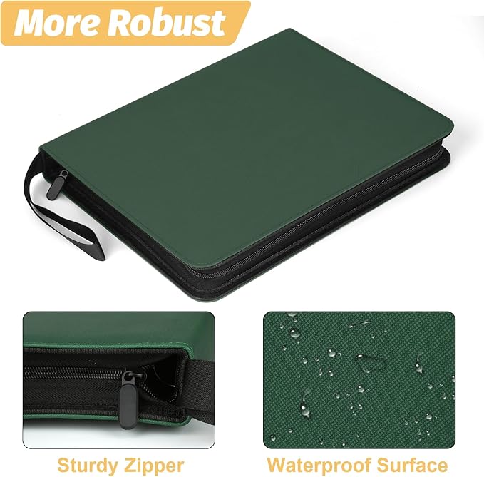Trading Card Binder, 720 Pockets Card Binder, 9-Poccket Sided Pocket Sports Card Binder, Premium Card Binders Compatible with MTG, TCG, Baseball Cards(Dark Green)