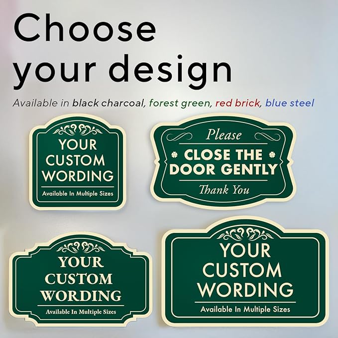 Custom Decorative Outdoor Metal Sign - Personalized Aluminum Driveway Sign, Waterproof, Made In USA - Design 1 Forest Green 42x28 In
