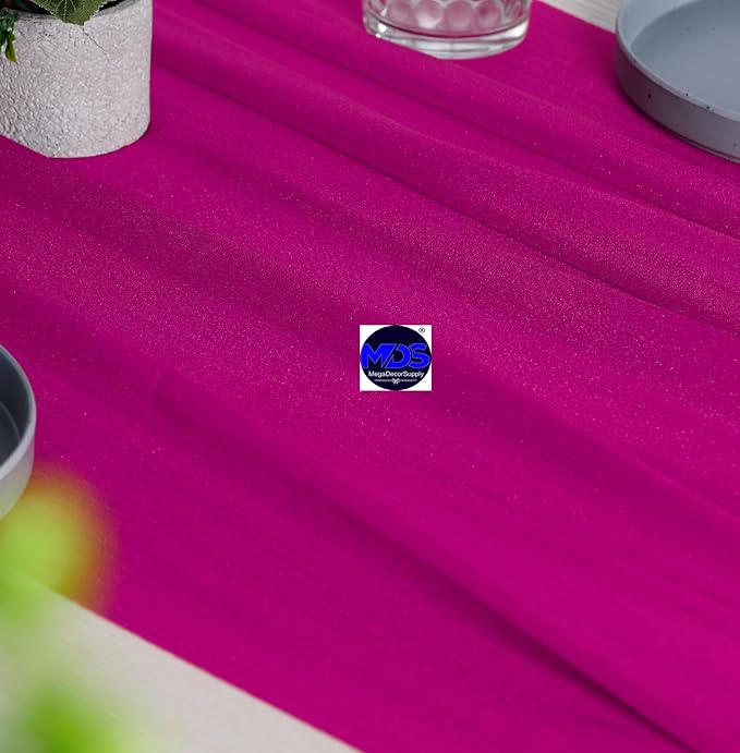 MDS Halloween Chiffon Table Runner - 12 Pack, 29 x 170 Inches, 14ft Each - Sheer Spooky Table Runners for Haunted House Parties, Trick-or-Treat Tables, Witchy Décor, Wedding & Events - Magenta