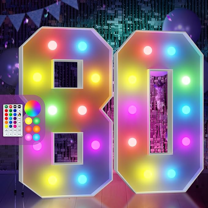 Birthday Decorations: Number 80 Cardboard Marquee Sign for 80th Celebrations
