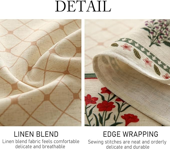 Tablecloth 67 x 67 Inch Square Floral Linen-Blend, Bertina E
