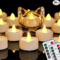 Remote Candles, 24PCS Flameless Tea Lights Candle Battery Operated with Timer, 400+Hours Remote Control LED Tea Lights Votive Candle - 1.5'' D X 1.25'' H- Warm Yellow Light