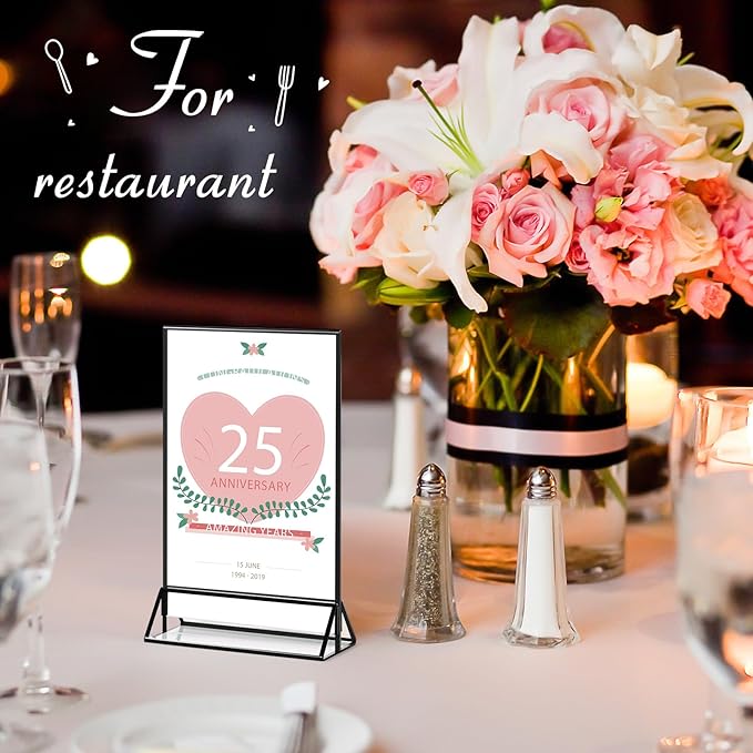 Menu Holders 12 Pack Acrylic Table Sign Frames for 5x7 Photos