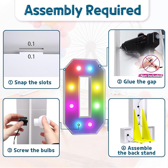 Light Up Marquee Number 0 Sign, 3 ft Color Changing with Remote Control