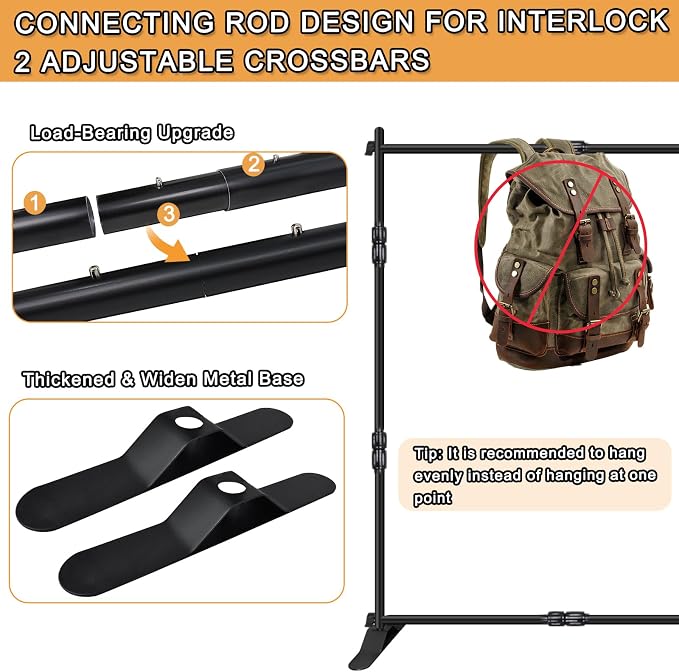 Background Support Equipment, Black Aluminum Adjustable Backdrop Stand