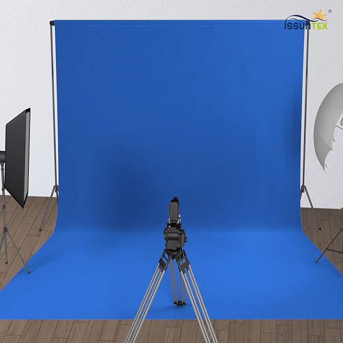 ISSUNTEX 10X16 ft Background Muslin Backdrop, Photo Studio, Collapsible High Density Screen for Video Photography and Television-Blue