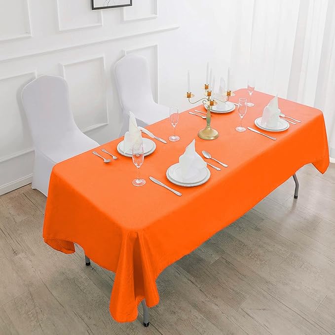 Rectangle Tablecloth 90x132 inch Washable Polyester Fabric Table Cloth for Wedding Party Dining Banquet Decoration（90x132, Orange）