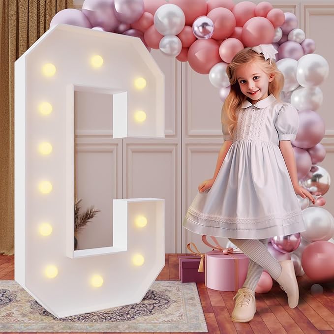 Party Supplies Marquee Light Up Letter C, 4-Foot Foam Board Sign with Bulbs