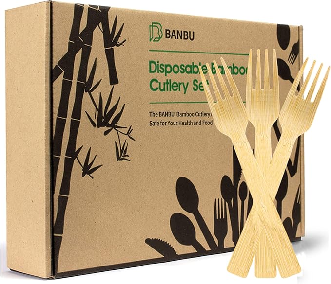 Disposable Bamboo Forks, 200 Count, 6.7-Inch, Heavy-Duty, Brown
