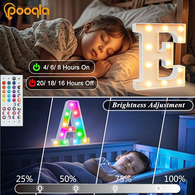LED Light Up Letter Decorations with Remote, 9 Lighting Modes and 35 Colors