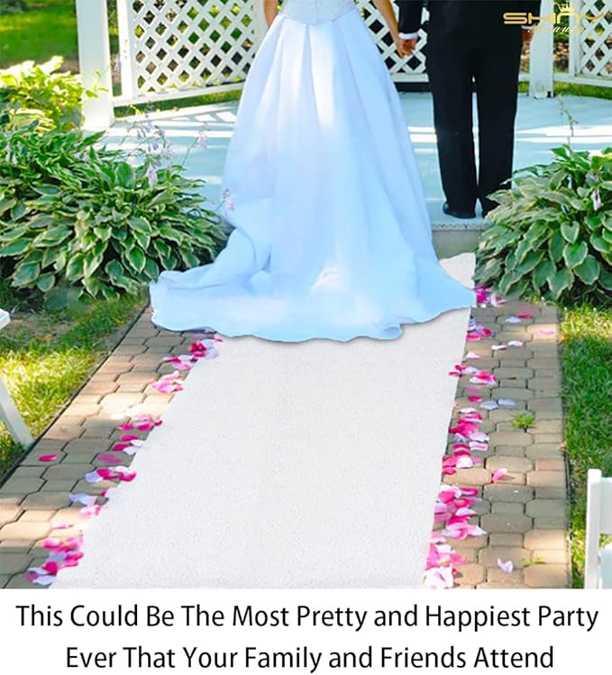 White Aisle Runner Rug, 4 x 15 ft Rectangular for Weddings and Events