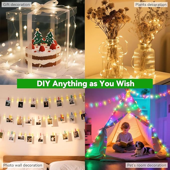 Indoor String Lights, 66ft 200 LED Color Changing with Remote
