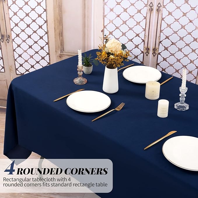 12 Pack Polyester Tablecloth 60 x 126 Inch Navy Blue Tablecloth for 8 Ft Rectangle Tables,Washable Fabric Table Covers Polyester Table Clothes for Wedding Parties Banque
