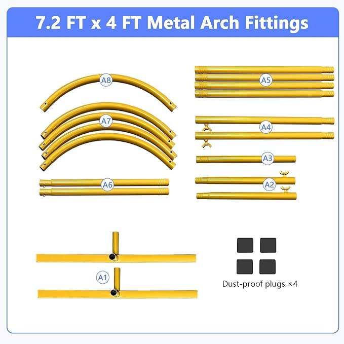 Background Support Equipment - Gold Metal Arch Stand, 7.2 ft Height