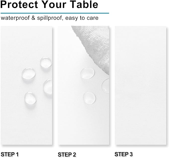 Hiasan White Rectangle Tablecloth - Waterproof Washable Polyester Fabric Table Cloth for Buffect Dining Birthday Party Wedding, 60 x 140 Inch