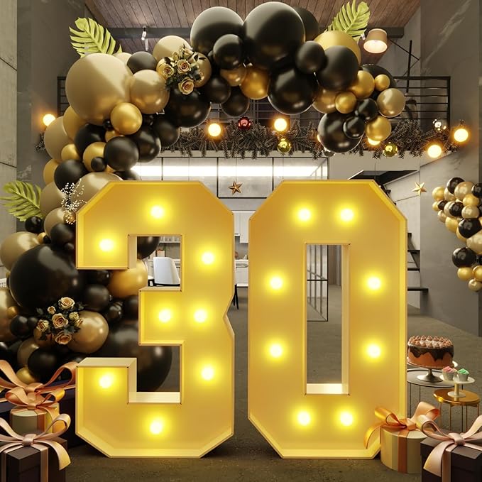 Light Up Marquee Party Numbers, 3 Ft Foam Board Backdrop
