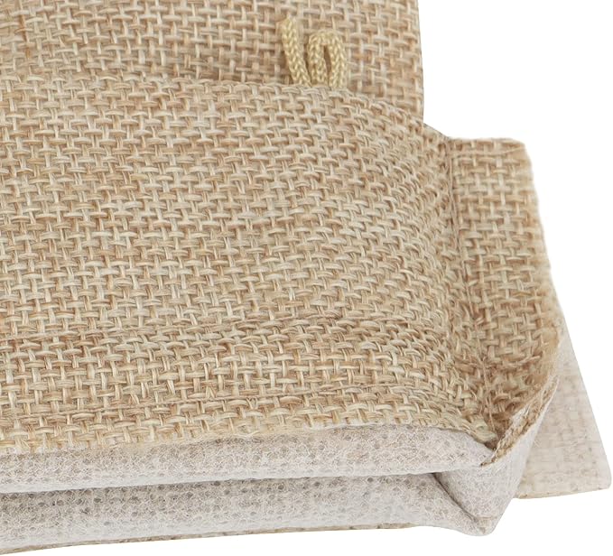 Gift Bags, 8 x 12 Inch Light Brown Linen Drawstring Bags, Pack of 30