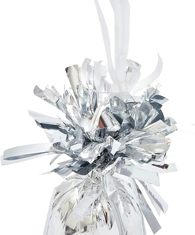 Balloon Weights, 15 Pack Silver Fringed Mylar Balloon Holders with Hook