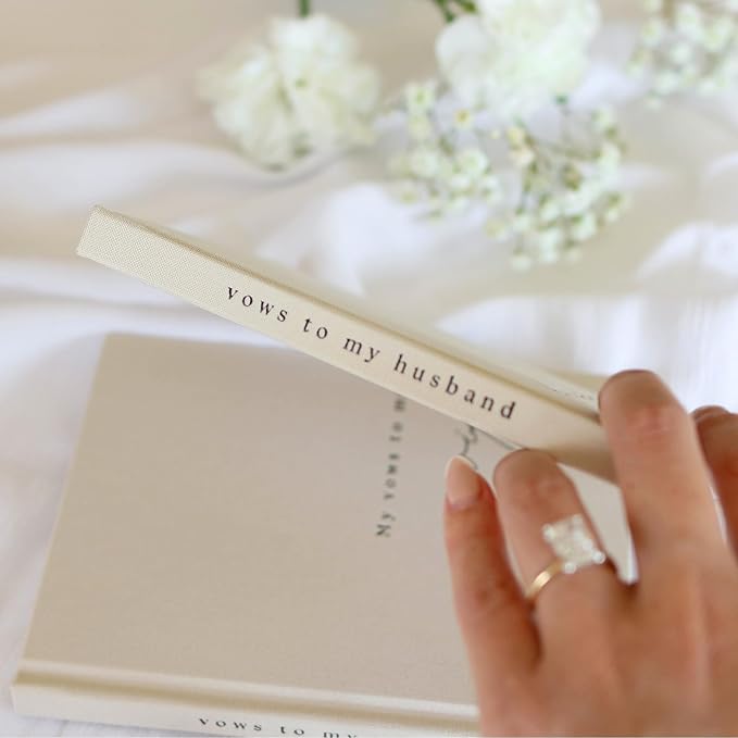 Guestbook Wedding Vow Journal Set, 2 Pack, Beige Linen Cover, 48 Pages