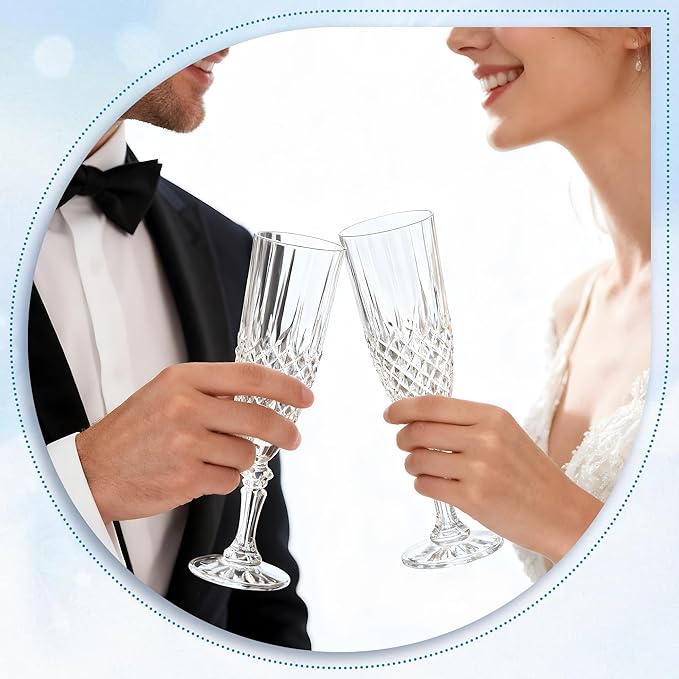 Plastic Champagne Flutes, 48PCS Transparent White Wine Glasses Goblets Cups Shatterproof Reusable Flute for Weddings Bachelor Parties Toasting and Events(48, Transparent)