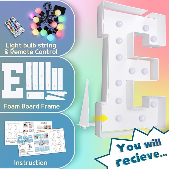 Party Decorations: 4 ft Light Up Marquee Letter E with Remote